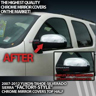 2009 2012 Chevy Silverado Chrome Top Half Mirror Covers  