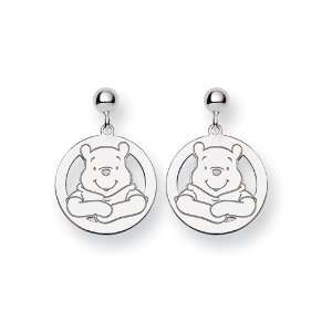   14kt White Gold Disney Winnie the Pooh Dangle Post Earrings Jewelry