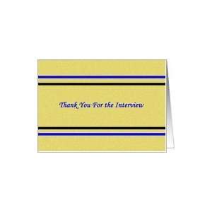 Thank You for Interview Greeting Card, Simple, Blue & Black Stripes 