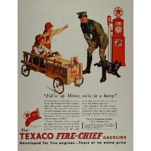  1932 Ad Texaco Fire Chief Gas Station Attendant Kids 
