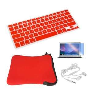  SKQUE PREMIUM SCREEN PROTECTOR+RED SILICONE KEYBOARD CASE+WHITE 