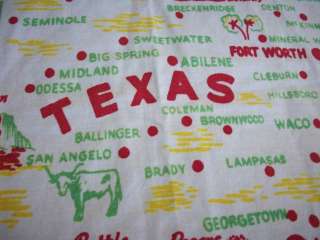 vintage Texas State tablecloth measures approximately 32x37