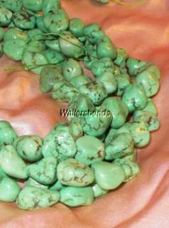 Lime Green Chalk Turquoise Nugget Beads 10MM 16  