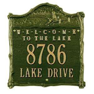  Welcome to the Lake Wall Address Plaques in Green and Gold 