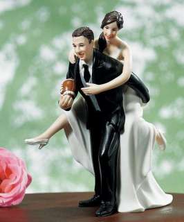 Playful Football Wedding Couple Cake Topper Porcelain  