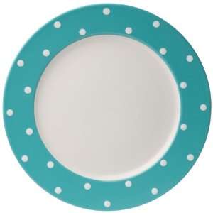  Signature Housewares Dots 11 Inch Dinner Plate, Turquoise 