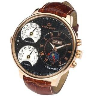 Kings & Queens 4006 Automatic Big Face Mechanical Watch for Men Brown 