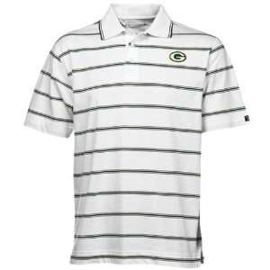 NFL Cutter & Buck Green Bay Packers White Griffin Bay Striped Polo 