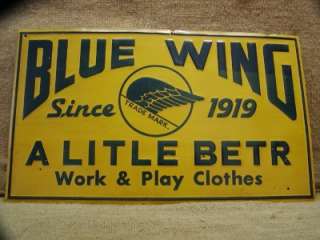 Vintage Blue Wing Clothes Sign  Antique Old Signs RARE  