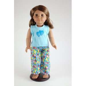  Blue Heart Pajama Set for 18 Inch Dolls Including the American Girl 