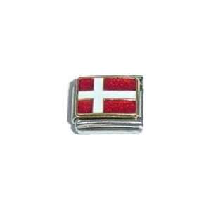 Denmark Flag Italian Charm Bracelet Link