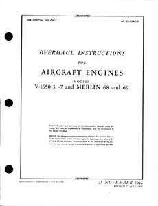   1650 & MERLIN 68, 69 OVERHAUL MANUAL. Rolls Royce Aero Engine  
