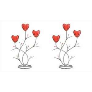 Red Heart shaped Candleholders Set of 2