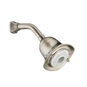   Square 3 Function Water Saving Showerhead With Arm, Satin Nickel