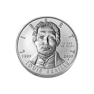  Louis Braille Bicentennial Uncirculated Commemorative Silver Dollar 