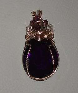 34 ct Genuine Pear Purple Amethyst 14kt yellow gold Pendant in Cherry 