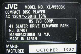 JVC XL V550 COMPACT DISC PLAYER XL V550  