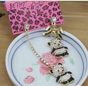   JOHNSON Jewelry Hot SET CRYSTAL Panda Charm Cute Ear Pin earrings B05