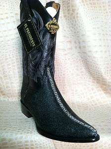   2012 Mens Embossed Queen Stingray Black Leather Cowboy Boots  