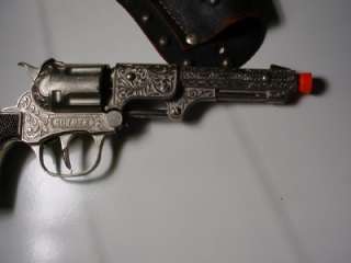 Vintage 1958 Hubley Coyote Toy Cap Gun Pistol & Leather Stud Holster 