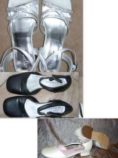 Pre own Girl White Dress 1~Black George 2~Clear 3 Shoes  