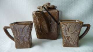 Pier 1 Canyon Teapot Tea Pot & Lid & Cup Set Stoneware  