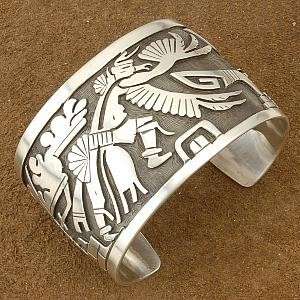 Navajo Calvin Peterson Eagle Kachina Dancer Bracelet s8  