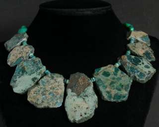 AMAZING  NATURAL GOLD VEIN TURQUOISE SLABS NECKLACE  