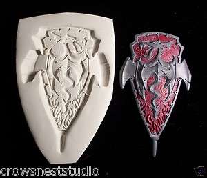 DRAGON SHIELD medieval ~ CNS polymer clay mold mould  