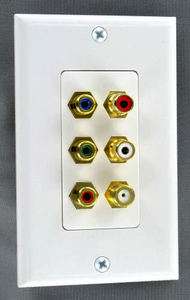 Component Video Wall Plate w/ Stereo Audio RCA Couplers  