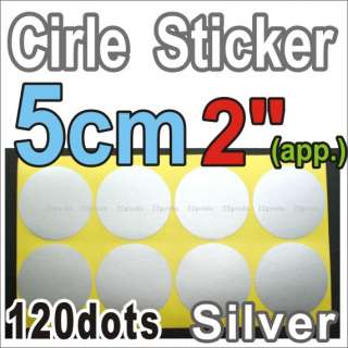 SILVER Labels Sticker Circle Round Color 5cm 2 inch O  