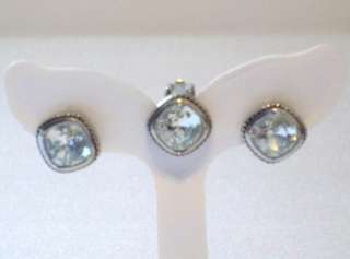 STUNNING Retired Lia Sophia Kiam Family Crystal Button Earrings Clip 