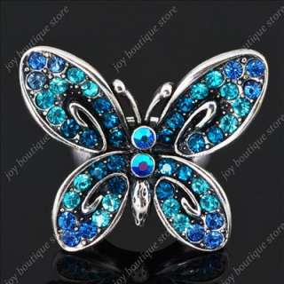 Blue swarovski crystal rhinestone butterfly animal flower jewelry 
