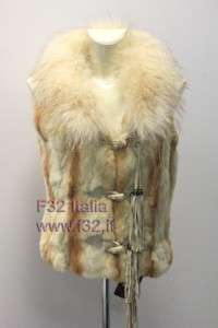 F32 ITALY QUALITY Fur Leather VEST top GILET Pelliccia Volpe S/M/L/XL 