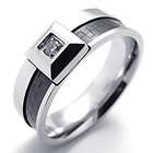 Mens Black Silver Stainless Steel Ring US Size 7,8,9,10,11 US120325