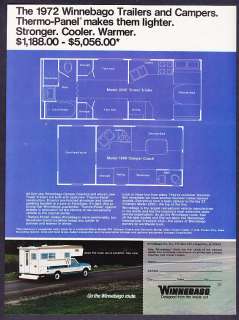 1972 Winnebago Travel Trailer & Camper Coach Floor Plan promotional 