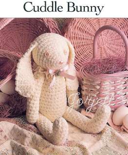 Cuddle Bunny, jointed chenille rabbit crochet pattern  
