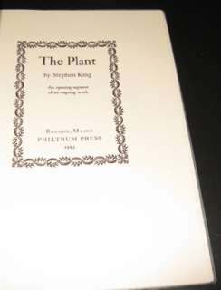 STEPHEN KING   The Plant Part 1 & 2 SIGNED LIMITED 1ST  