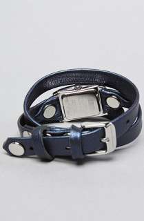 La Mer The Silver Square Case Wrap Watch in Navy Shimmer  Karmaloop 