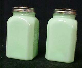 Jade Jadite Milk Green Hoosier Stove Top Salt Pepper Shakers New 