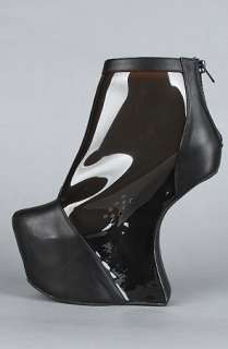 Jeffrey Campbell The Moon Walk Shoe in Black Leather and Charcoal 