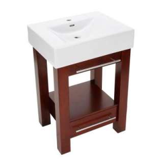   Vanity in Mahogany with Porcelain Vanity Top in White withWhite Bowl