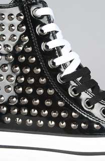 iiJin The Super Top Sneaker in Black Patent and Studs  Karmaloop 