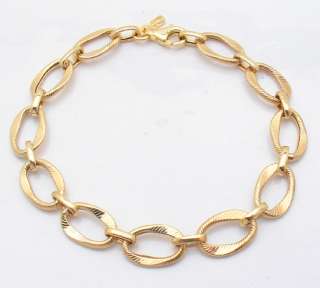 Textured Oval Rolo Bracelet 14K Yellow Gold ALL SIZES  