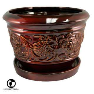 Lees Pottery Rustic Damask 10 in. Ceramic Planter LJ0108 10 at The 