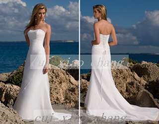 Cheap New White Beach Chiffon Bridal Gown Wedding Dress Custom made 