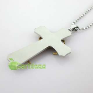 Mens Silver&Gold Stainless Steel Cross Chain Pendant Necklace New 