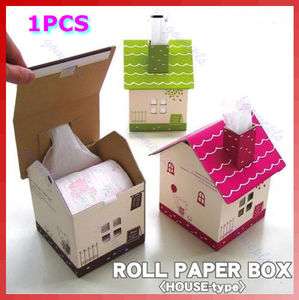 Chipboard House type Folding Tissue Roll Paper Case Box Cover Holder 