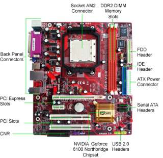 PCChips A13G+ v3.0 Motherboard   NVIDIA GeForce 6100, Socket AM2 