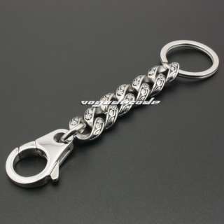 Unique 316L Stainless Steel Rose Chain Men`s Key Ring Keychain 4R013KC 